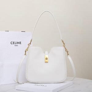 Celine Calfskin Shoulder Bag 24.5cm Minimalist Crossbody Handbag with Gold Hardware Twist-Lock 2025 1