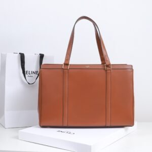 CELINE Large Business Tote Bag 39.5cm Tan Italian Leather Women’s Briefcase for 14-inch Laptop and Office Essentials 1