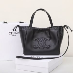 Celine Triomphe Cuir Drawstring Bag 22cm Small Smooth Calfskin Leather Crossbody Handbag with Embossed Logo 1