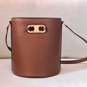 Luxury Celine Maillon Triomphe Tan Bucket Bag 25x29cm Pig Nose Gold Hardware Crossbody for Women 1