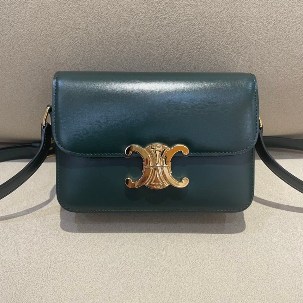 CELINE Triomphe Bag 18.5cm Shoulder Handbags 5 Colors Shiny Calfskin Triomphe – Image 1