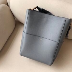 CELINE Sangle Bucket Bag 23x33cm Soft Grained Calfskin Leather Large Shoulder Tote with Removable Wool Strap for Work and Travel 1