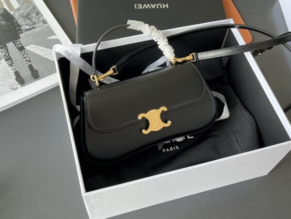 1 Celine Teen Lola Bag 22.5cm Shiny Calfskin Versatile Shoulder and Crossbody Bag with Gold-Tone Triomphe Clasp