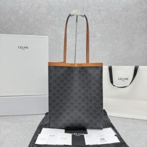 CELINE Flat Shopper Tote 26x34cm Triomphe Canvas Vertical Shopping Bag