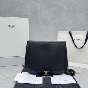 Celine Soft Triomphe Besace Bag 32cm Shiny Lambskin Oversized Shoulder Bag for Women Celine Soft Triomphe Besace Bag 32cm Shiny Lambskin Oversized Shoulder Bag for Women