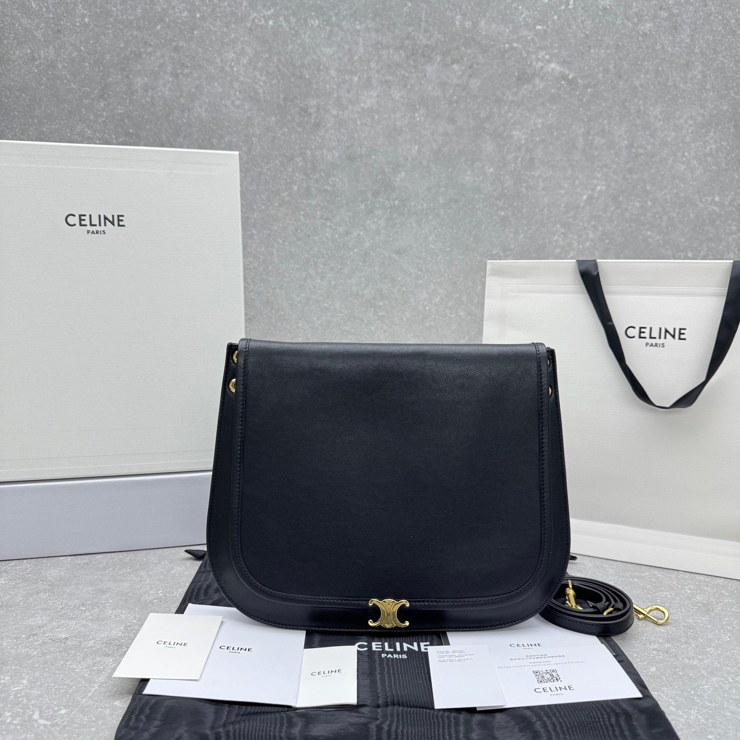 Celine Soft Triomphe Besace Bag 32cm Shiny Lambskin Oversized Shoulder Bag for Women Celine Soft Triomphe Besace Bag 32cm Shiny Lambskin Oversized Shoulder Bag for Women