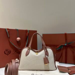 Loro Piana Needle Bag 31cm/39cm Canvas and Leather Minimalist Designer Crossbody Handbag for Daily Use Loro Piana Needle Bag 31cm/39cm Canvas and Leather Minimalist Designer Crossbody Handbag for Daily Use