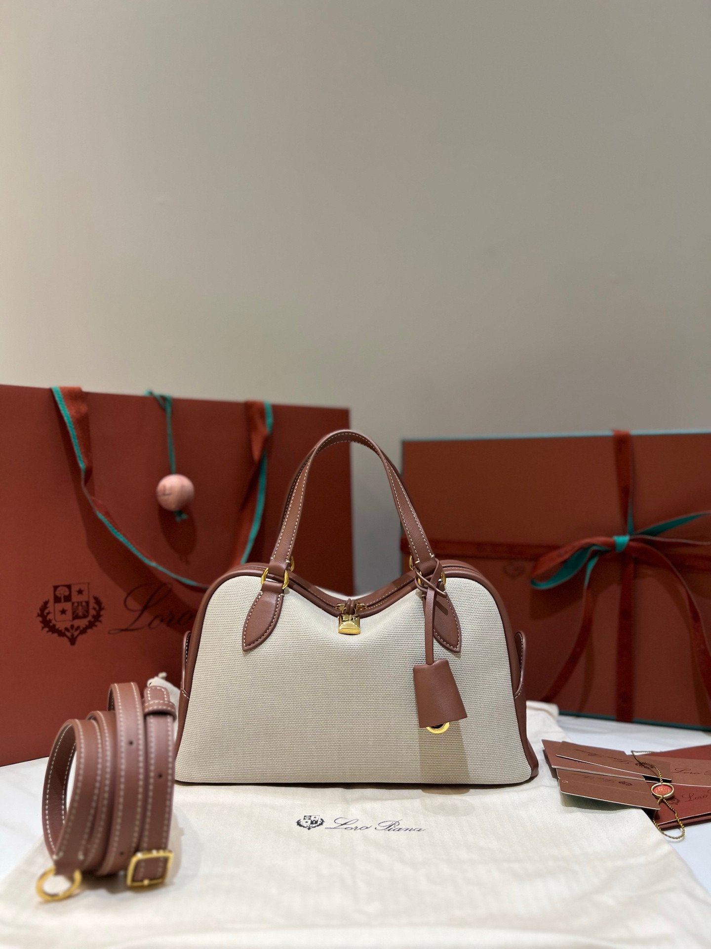 Loro Piana Needle Bag 31cm/39cm Canvas and Leather Minimalist Designer Crossbody Handbag for Daily Use
