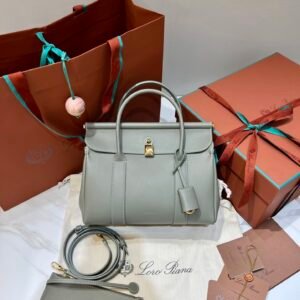 Loro Piana Loom L25 Handbag Grained Leather Designer Top Handle Bag with Crossbody Strap Loro Piana Loom L25 Handbag Grained Leather Designer Top Handle Bag with Crossbody Strap