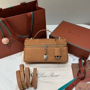 Loro Piana Extra Bag L23 Suede Calfskin Top-Handle Handbag 23cm Minimalist Crossbody Bag for Women Loro Piana Extra Bag L23 Suede Calfskin Top-Handle Handbag 23cm Minimalist Crossbody Bag for Women