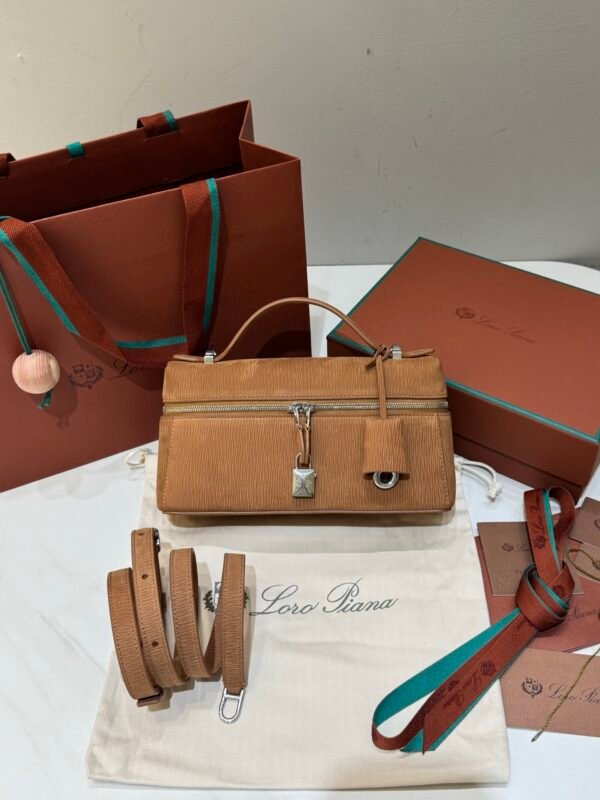 1 Loro Piana Extra Bag L23 Suede Calfskin Top-Handle Handbag 23cm Minimalist Crossbody Bag for Women