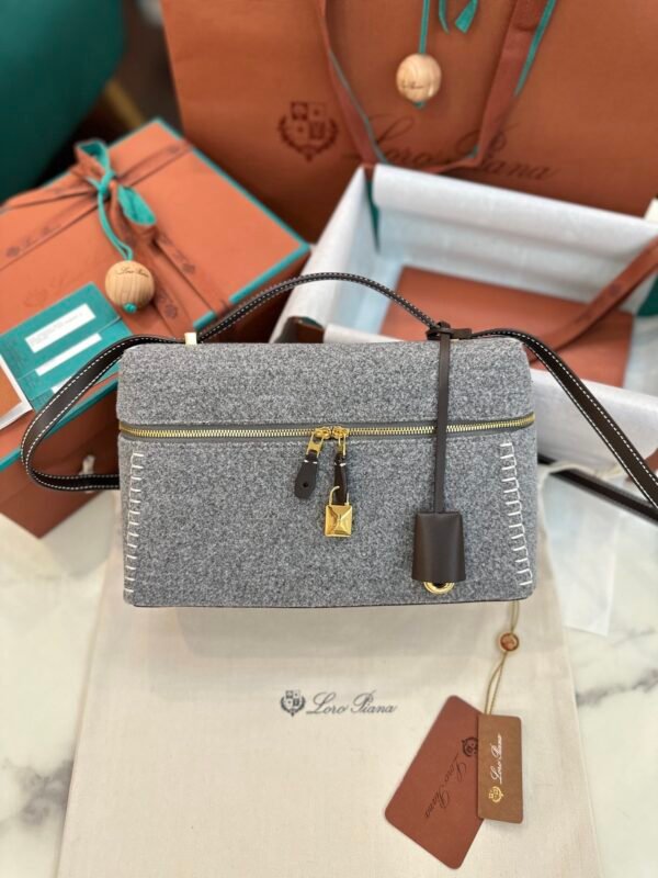 1 Exclusive Loro Piana L27 Vanity Case Cashmere & Imported Calfskin Structured Handbag Superior Craftsmanship Upgraded Edition