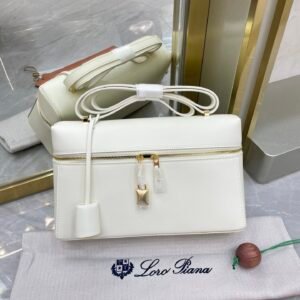 Loro Piana Extra Bag L27 Luxury Saddle Leather Crossbody & Shoulder Bag for Women 27cm Vanity Top-Handle Bag Loro Piana Extra Bag L27 Luxury Saddle Leather Crossbody & Shoulder Bag for Women 27cm Vanity Top-Handle Bag