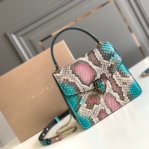 BVLGARI Serpenti Forever Luxury Python Leather Handbag 18cm Exclusive Multi-Color Exotic Shoulder Bag with Iconic Jewel Snakehead Closure BVLGARI Serpenti Forever Luxury Python Leather Handbag 18cm Exclusive Multi-Color Exotic Shoulder Bag with Iconic Jewel Snakehead Closure