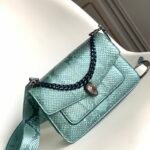 BVLGARI Serpenti Forever MaxiChain Medium Shoulder Bag Pearlescent Afterglow Aquamarine Blue Python Exotic Leather Crossbody Bag BVLGARI Serpenti Forever MaxiChain Medium Shoulder Bag Pearlescent Afterglow Aquamarine Blue Python Exotic Leather Crossbody Bag