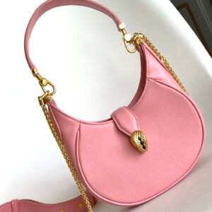 BVLGARI Serpenti Ellipse Small Crossbody Bag 20cm Calf Leather Crescent Hobo Shoulder Bag with Snakehead Closure BVLGARI Serpenti Ellipse Small Crossbody Bag 20cm Calf Leather Crescent Hobo Shoulder Bag with Snakehead Closure