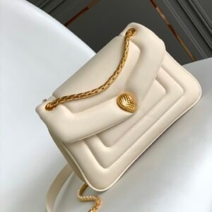 BVLGARI Serpenti Reverse Small Shoulder Bag 22.5cm Quilted Metropolitan Calf Leather Crossbody Chain Bag with Magnetic Snakehead Closure BVLGARI Serpenti Reverse Small Shoulder Bag 22.5cm Quilted Metropolitan Calf Leather Crossbody Chain Bag with Magnetic Snakehead Closure