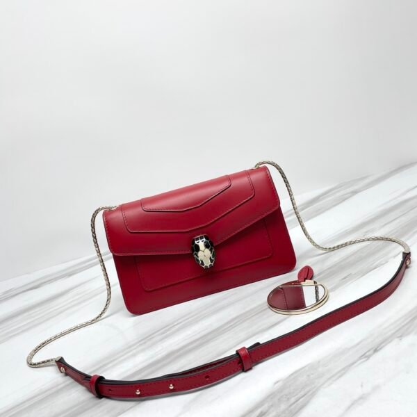 1 BVLGARI Serpenti Forever Calfskin Crossbody Bag 22.5cm Snakehead Enamel Closure Chain Shoulder Bag 4 Colors