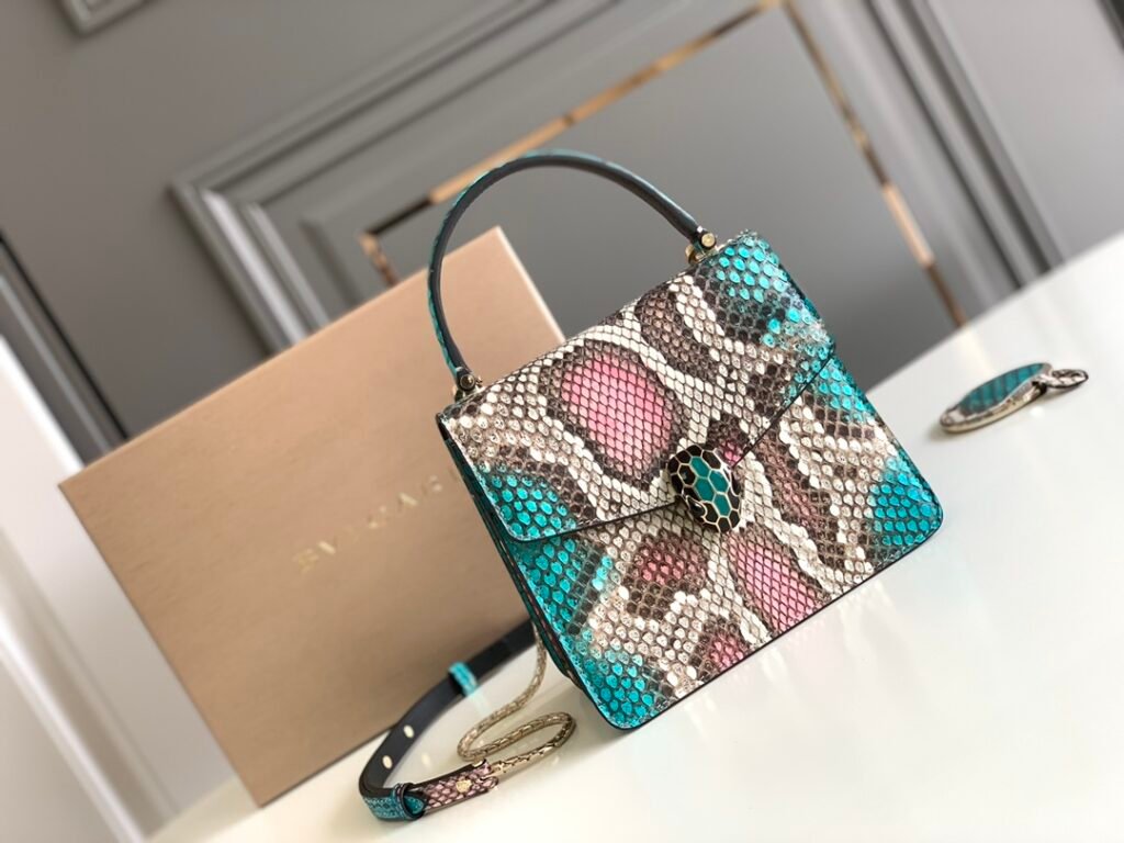 BVLGARI Serpenti Forever Python Skin Top Handle Bag VIP Custom Arctic Jade Psiche Rare Leather Shoulder Bag Crossbody Chain Flap Bag 2 Sizes – Image 2 BVLGARI Serpenti Forever Python Skin Top Handle Bag VIP Custom Arctic Jade Psiche Rare Leather Shoulder Bag Crossbody Chain Flap Bag 2 Sizes – Image 2