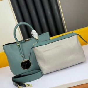 BVLGARI Style Luxury Two-Piece Tote Bag Set Premium Palm Leather Handbag with Removable Pouch BVLGARI Style Luxury Two-Piece Tote Bag Set Premium Palm Leather Handbag with Removable Pouch