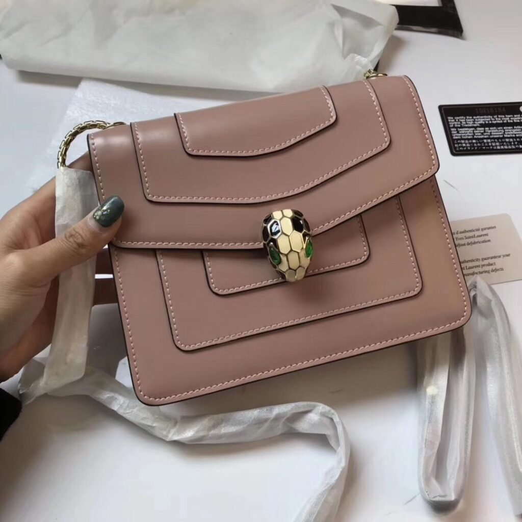 BVLGARI Serpenti Forever Shoulder Bag 20cm Small Calfskin Leather Crossbody Bag Chain Strap 6 Colors – Image 2 BVLGARI Serpenti Forever Shoulder Bag 20cm Small Calfskin Leather Crossbody Bag Chain Strap 6 Colors – Image 2