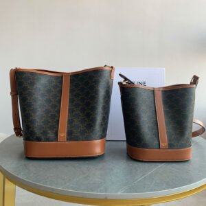 Celine Triomphe Canvas Bucket Bag Vintage Large and Small Size Shoulder Bag 1