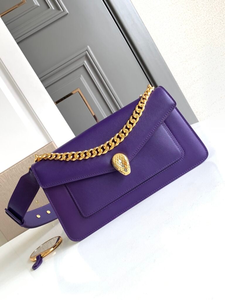 BVLGARI Serpenti East-West Maxi Chain Bag Bright Amethyst Purple Calf Leather – Image 1 BVLGARI Serpenti East-West Maxi Chain Bag Bright Amethyst Purple Calf Leather – Image 1