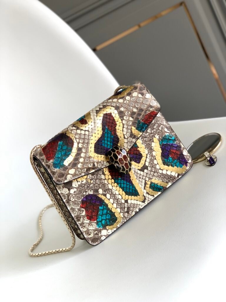 BVLGARI Serpenti Forever Shoulder Bag Rare Lunar Multi-Color Python Leather Crossbody Bag with Snakehead Buckle 20cm/27cm – Image 1 BVLGARI Serpenti Forever Shoulder Bag Rare Lunar Multi-Color Python Leather Crossbody Bag with Snakehead Buckle 20cm/27cm – Image 1