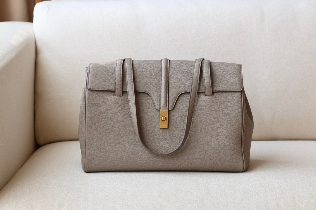 CELINE Large Soft 16 Shoulder Bag 38cm Calfskin Leather Tote & Designer Work Bag for Women 10