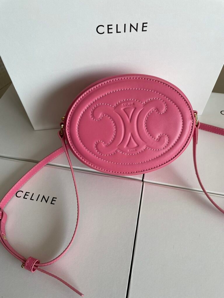 CELINE Triomphe Oval Purse 16cm Smooth Calfskin 6 Colors Small Mooncake Bag &ndash; Image 11