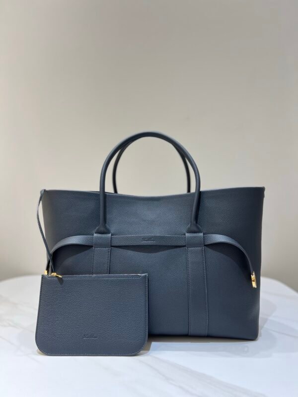 10 Loro Piana Ghiera Shopper Large Leather Tote Bag 40cm Grained Leather Handbag with Cashmere Lining and Detachable Pouch for Work and Travel