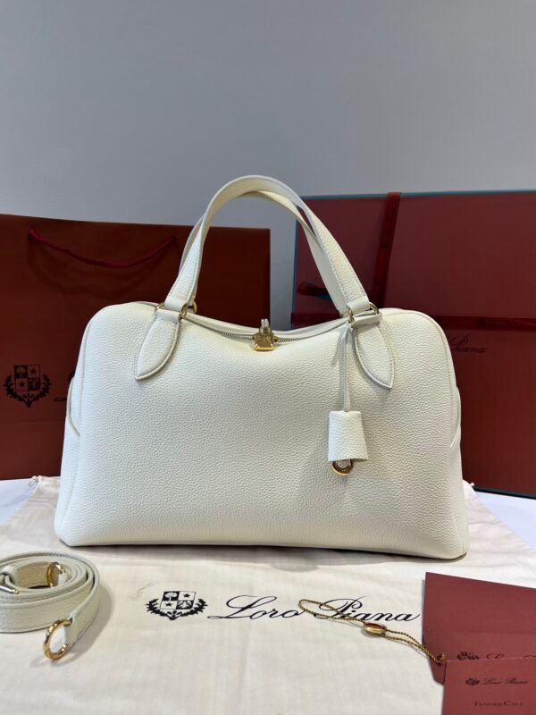 Loro Piana Needle Bag 39cm Tender Calfskin Large Leather Satchel with Detachable Crossbody Strap High-End Designer Handbag
