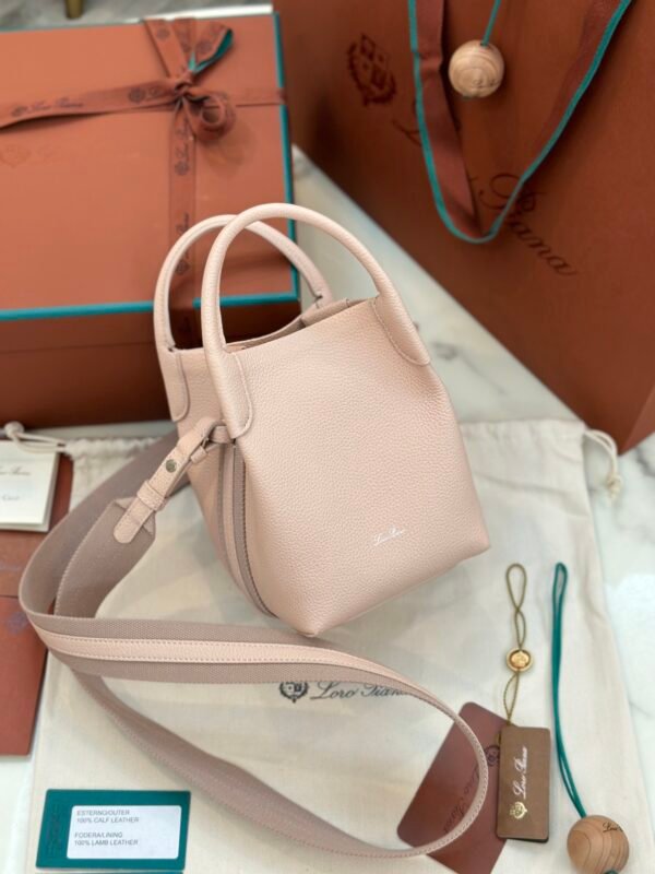 10 Loro Piana Bale Mini Bucket Bag Grained Calfskin Sophisticated Shoulder and Crossbody Handbag Craftsmanship and Versatile Luxury