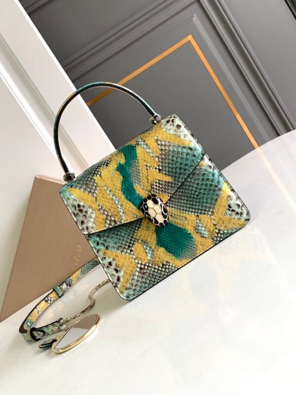 10 BVLGARI Serpenti Forever Luxury Python Leather Handbag 18cm Exclusive Multi-Color Exotic Shoulder Bag with Iconic Jewel Snakehead Closure