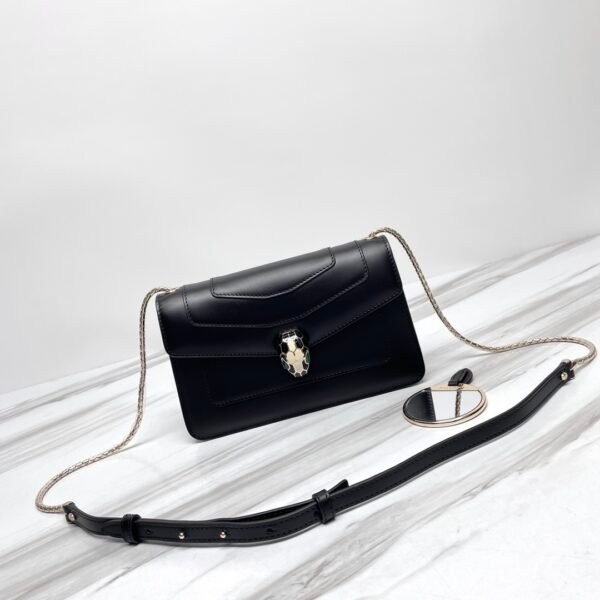 10 BVLGARI Serpenti Forever Calfskin Crossbody Bag 22.5cm Snakehead Enamel Closure Chain Shoulder Bag 4 Colors