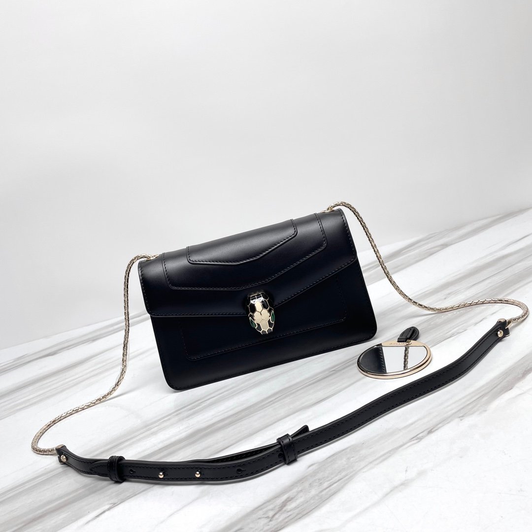 BVLGARI Serpenti Forever Calfskin Crossbody Bag 22.5cm Snakehead Enamel Closure Chain Shoulder Bag 4 Colors BVLGARI Serpenti Forever Calfskin Crossbody Bag 22.5cm Snakehead Enamel Closure Chain Shoulder Bag 4 Colors