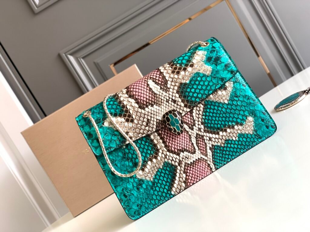 BVLGARI Serpenti Forever Python Skin Top Handle Bag VIP Custom Arctic Jade Psiche Rare Leather Shoulder Bag Crossbody Chain Flap Bag 2 Sizes – Image 9 BVLGARI Serpenti Forever Python Skin Top Handle Bag VIP Custom Arctic Jade Psiche Rare Leather Shoulder Bag Crossbody Chain Flap Bag 2 Sizes – Image 9