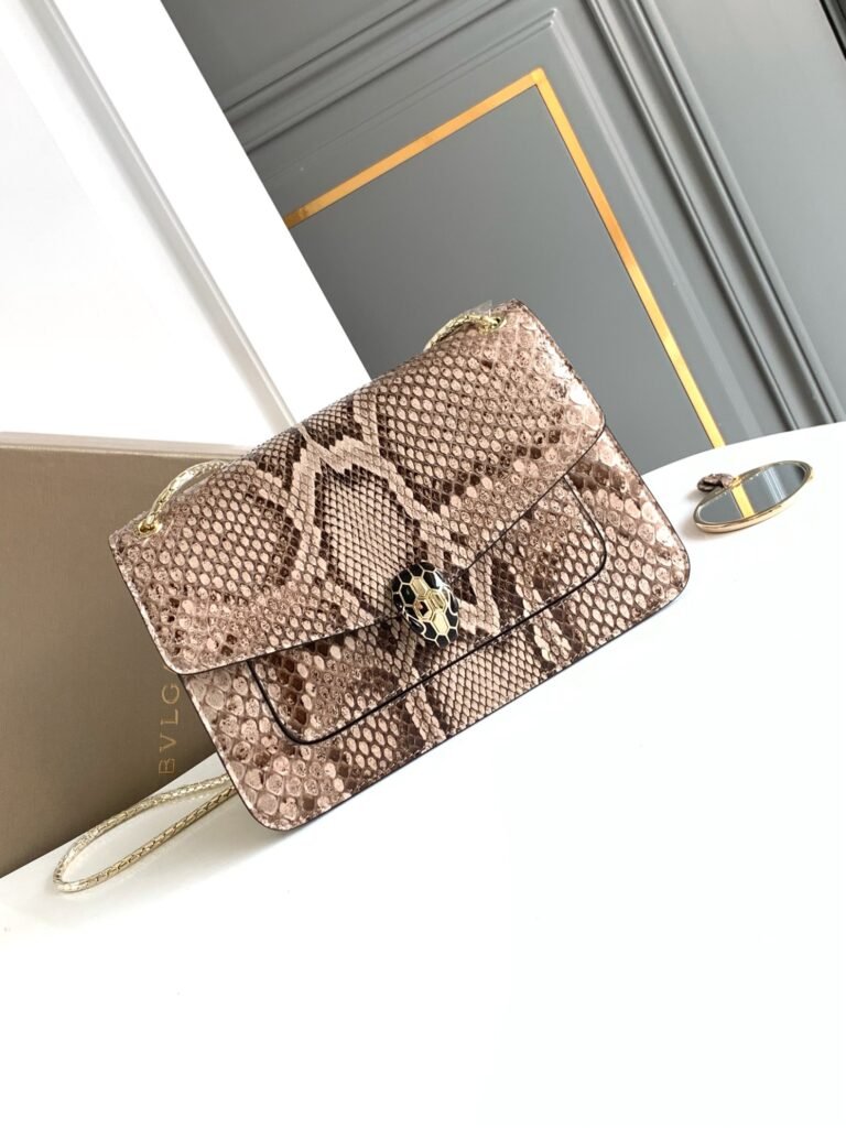 BVLGARI Serpenti Forever Python Bag Misty Opal Grey Shiny Python Skin Top Handle & Shoulder Bag 2 Sizes – Image 11 BVLGARI Serpenti Forever Python Bag Misty Opal Grey Shiny Python Skin Top Handle & Shoulder Bag 2 Sizes – Image 11