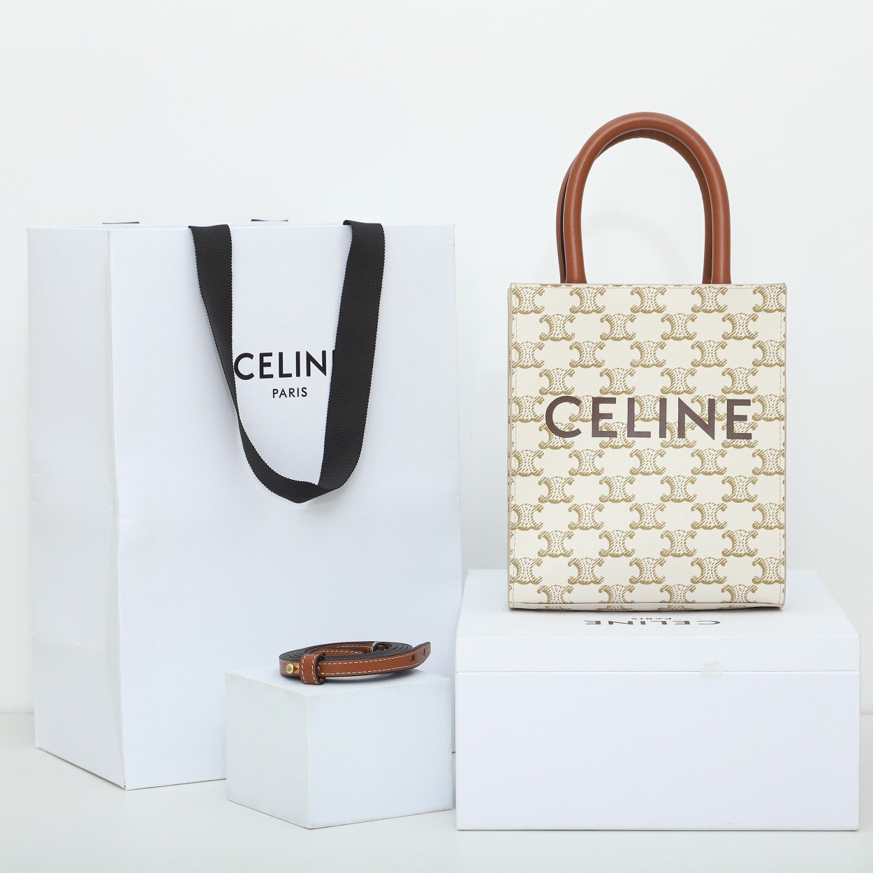 Celine Mini Vertical Cabas Triomphe Canvas Tote Bag 17x21cm Luxury Italian Leather Crossbody Handbag for Women 10