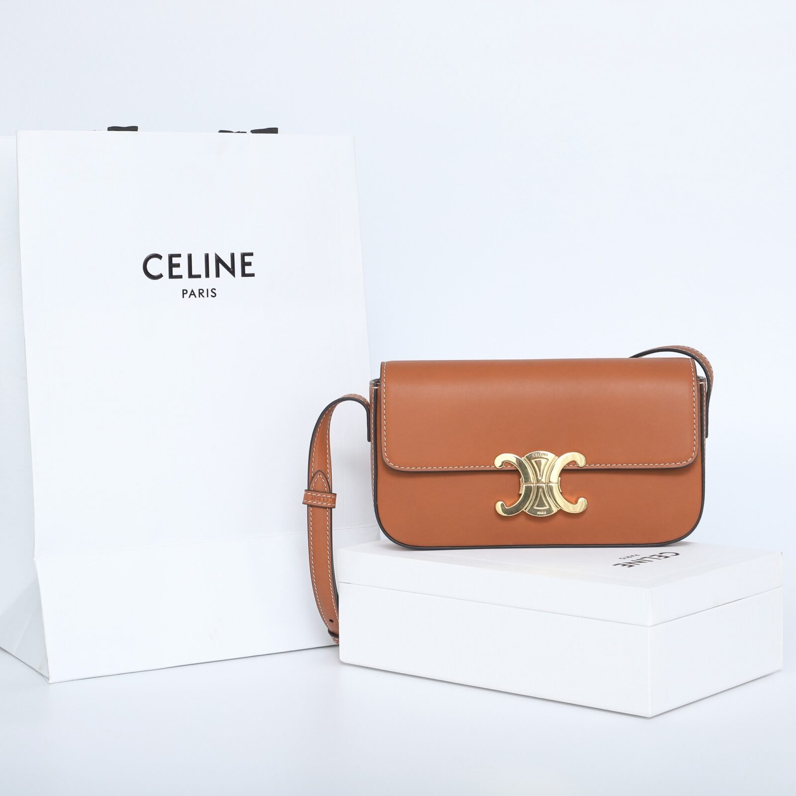 Celine Triomphe Bag Shiny Calfskin Leather Shoulder Bag 5 Colors Smooth Lambskin Crossbody for Women 10