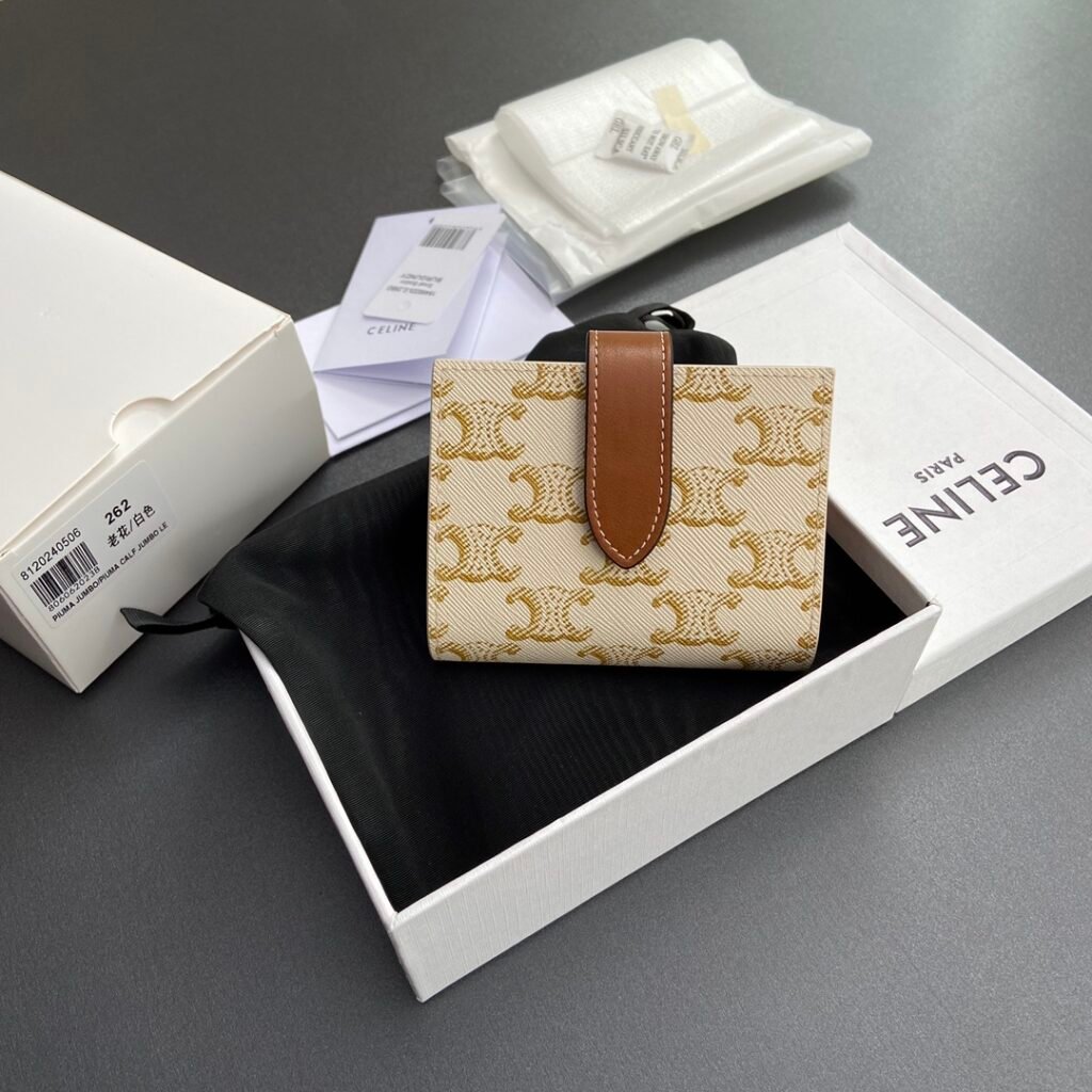 CELINE Triomphe Compact Trifold Wallet 10.5cm Canvas vs. Textile Comparison – Image 8