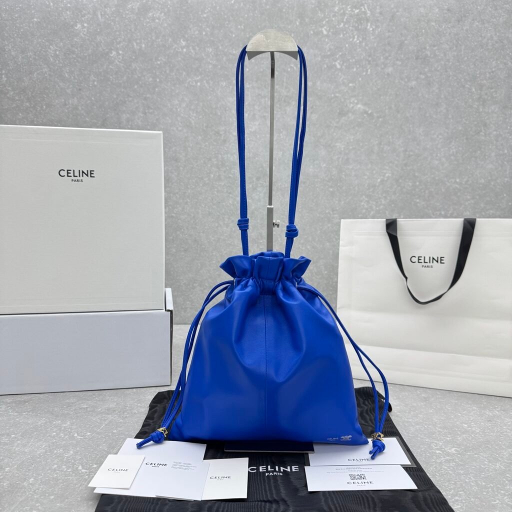 CELINE CRYSTAL Drawstring Pouch Bag 27x31cm The Ultimate Lambskin Cloud Bag &ndash; Image 7