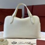 Loro Piana Needle Bag 39cm Tender Calfskin Large Leather Satchel with Detachable Crossbody Strap High-End Designer Handbag
