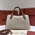 Loro Piana Needle Bag 31cm/39cm Canvas and Leather Minimalist Designer Crossbody Handbag for Daily Use