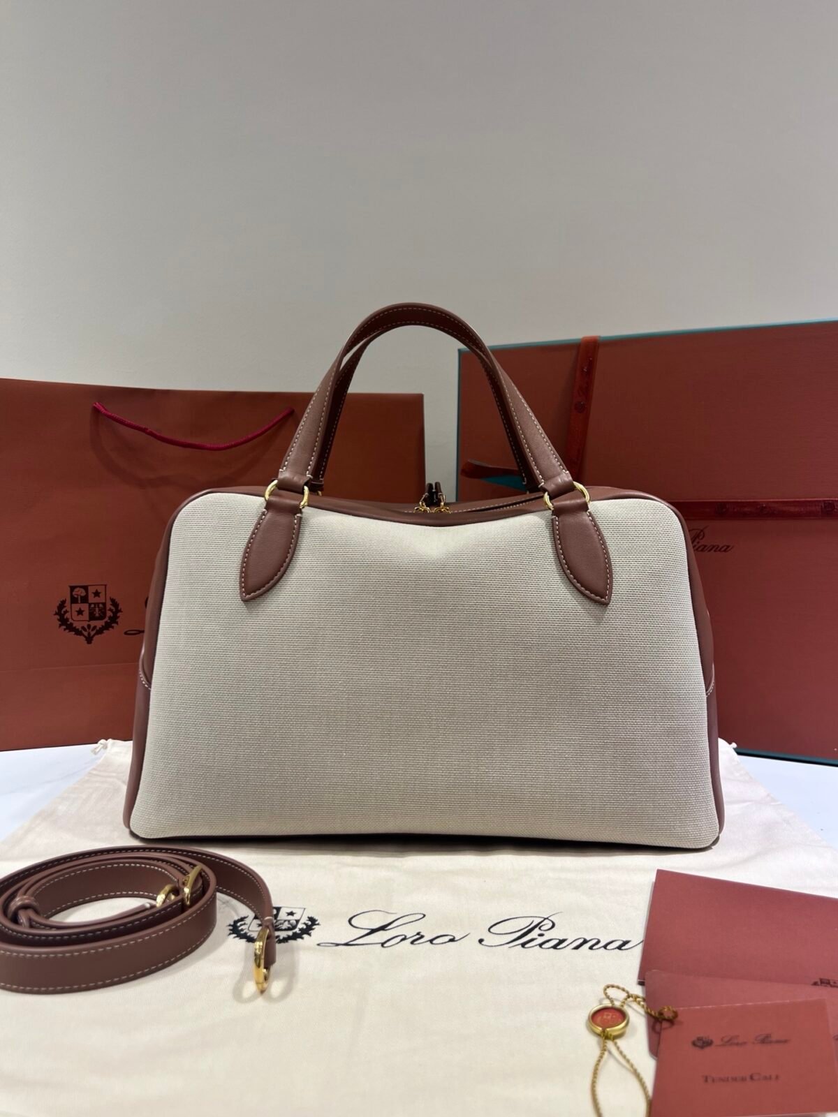 Loro Piana Needle Bag 31cm/39cm Canvas and Leather Minimalist Designer Crossbody Handbag for Daily Use