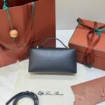 Loro Piana Extra Bag L23 Calfskin Leather Top Handle Bag 23cm Crossbody Handbag with Signature Padlock Charms and Adjustable Strap Loro Piana Extra Bag L23 Calfskin Leather Top Handle Bag 23cm Crossbody Handbag with Signature Padlock Charms and Adjustable Strap