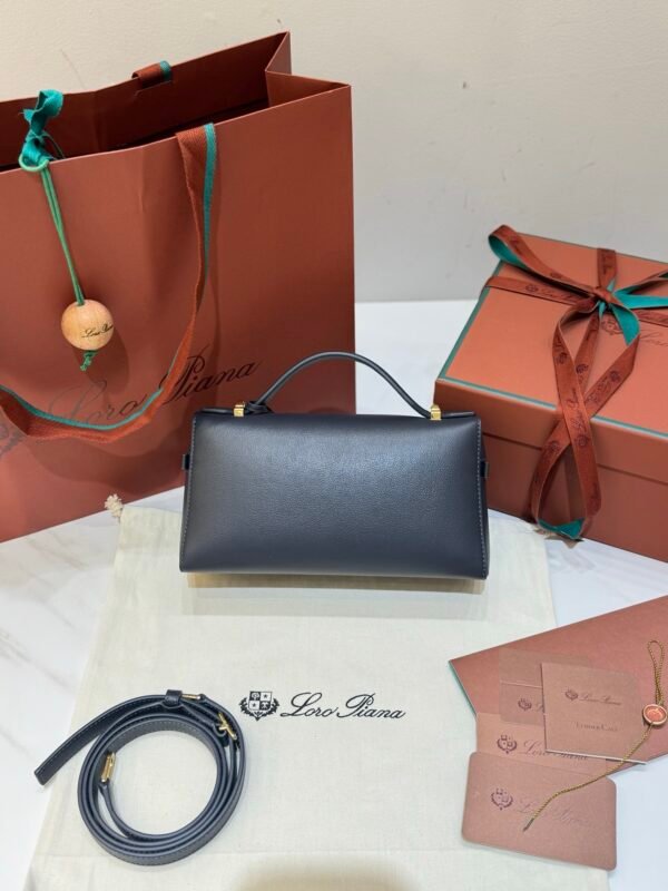 11 Loro Piana Extra Bag L23 Calfskin Leather Top Handle Bag 23cm Crossbody Handbag with Signature Padlock Charms and Adjustable Strap