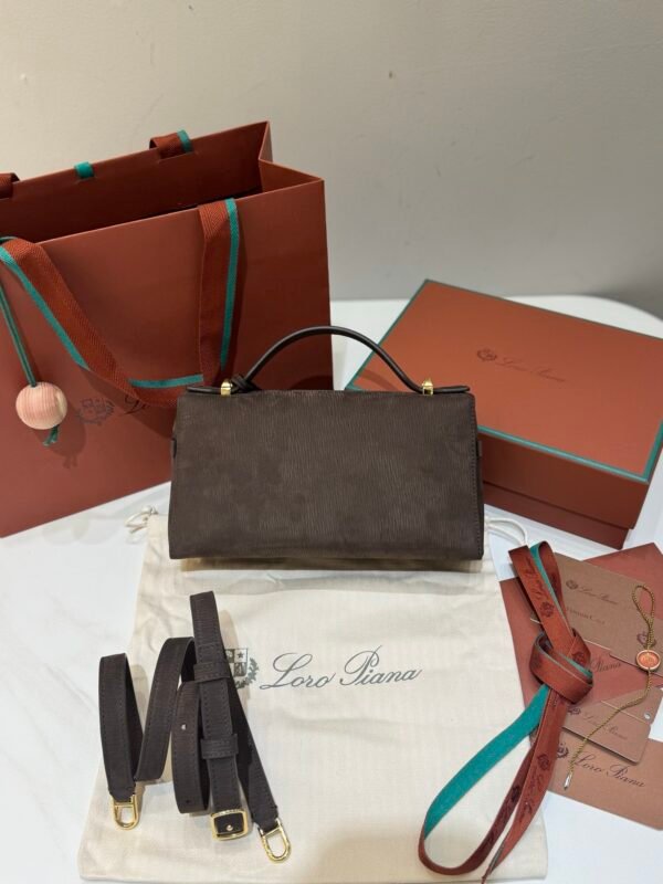 11 Loro Piana Extra Bag L23 Suede Calfskin Top-Handle Handbag 23cm Minimalist Crossbody Bag for Women