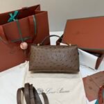 Loro Piana L23 Extra Bag 23cm Ostrich-Effect Calfskin Top-Handle Vanity Bag and Crossbody for Women Loro Piana L23 Extra Bag 23cm Ostrich-Effect Calfskin Top-Handle Vanity Bag and Crossbody for Women