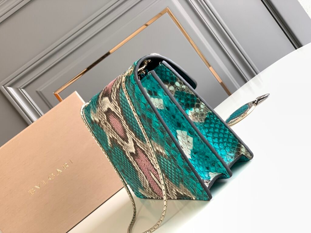BVLGARI Serpenti Forever Python Skin Top Handle Bag VIP Custom Arctic Jade Psiche Rare Leather Shoulder Bag Crossbody Chain Flap Bag 2 Sizes – Image 10 BVLGARI Serpenti Forever Python Skin Top Handle Bag VIP Custom Arctic Jade Psiche Rare Leather Shoulder Bag Crossbody Chain Flap Bag 2 Sizes – Image 10